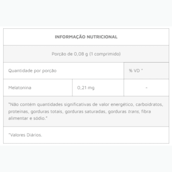 tabela nutricional melatonina equaliv