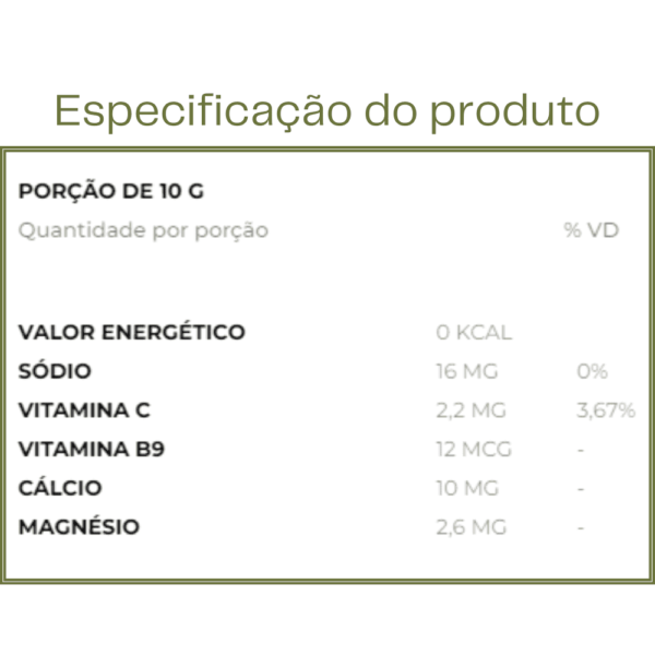 tabela nutricional matcha