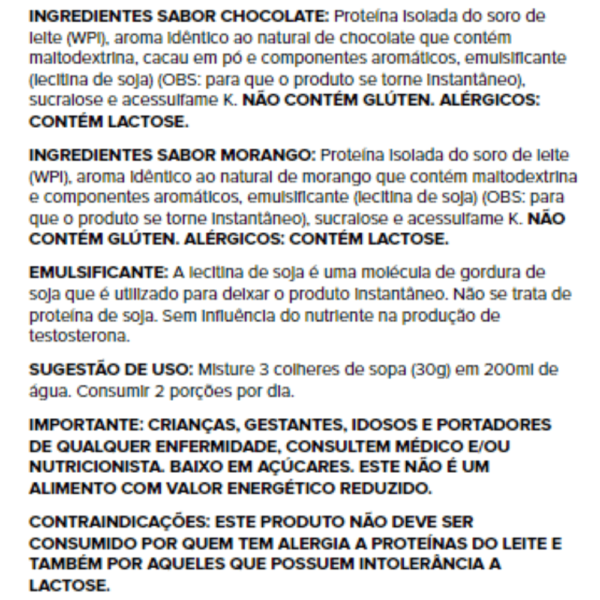 ingredientes whey protein isolado