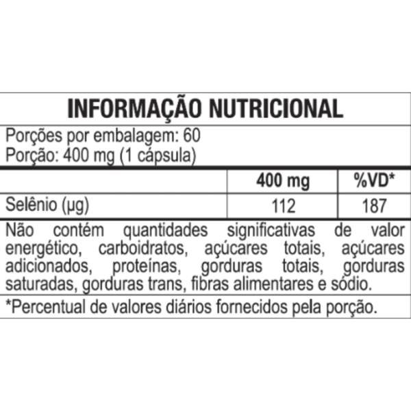 tabela nutricional - selênio