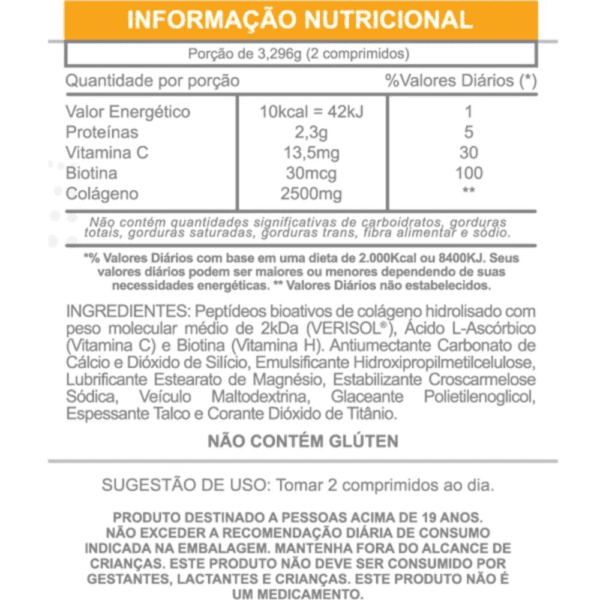 tabela nutricional colageno