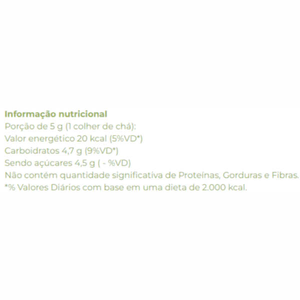 tabela nutricional açucar de coco