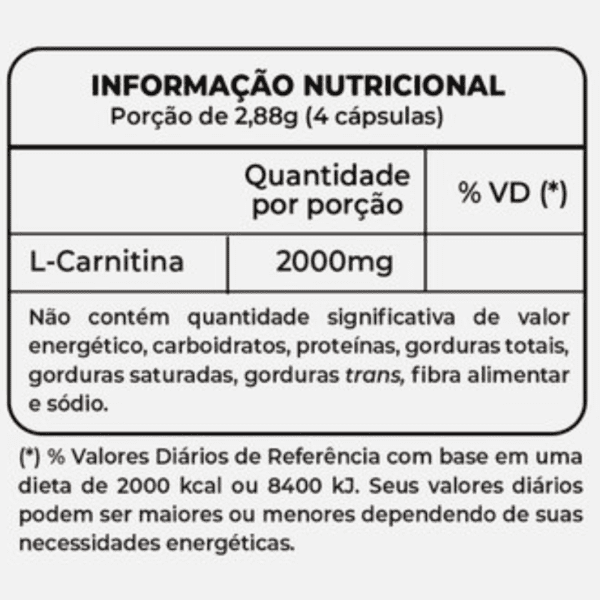 informação nutricional l carnitina