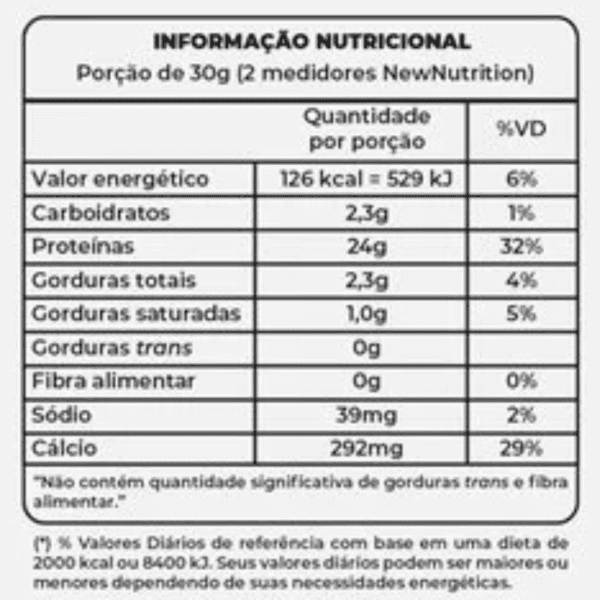 informação nutricional -whey protein