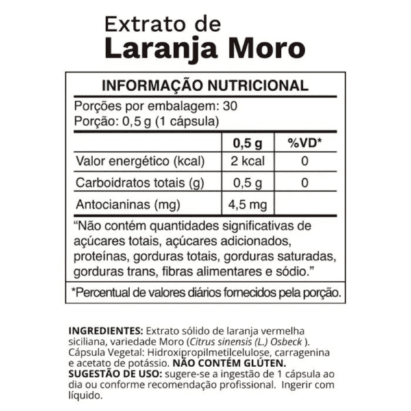 informação nutricional extrato de laranja