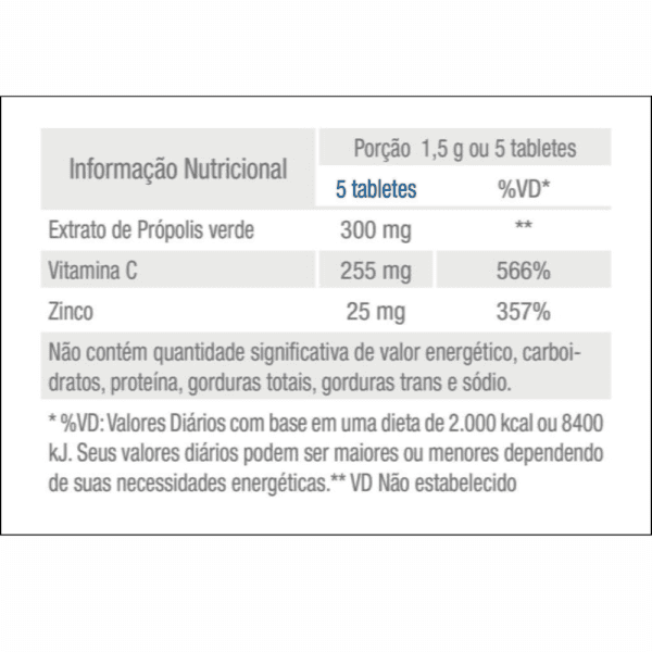 informação nutricional - imunotabs