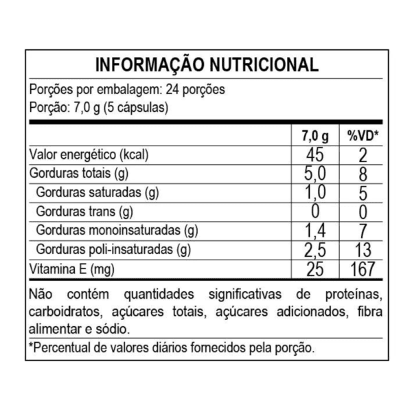 informação nutricional -óleo de smente de abobora