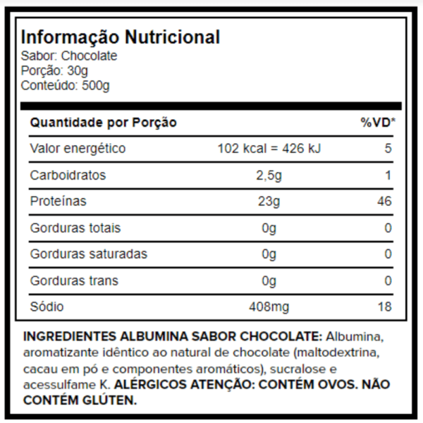 tabela nutricional -albumina pó