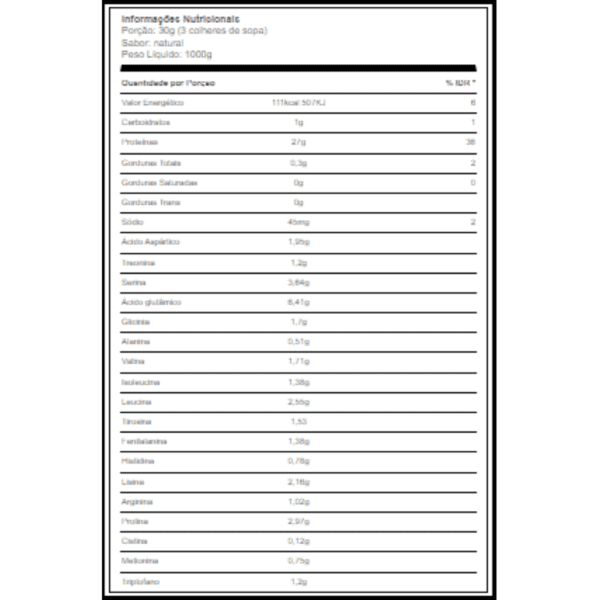 informação nutricional - caseinato de calcio